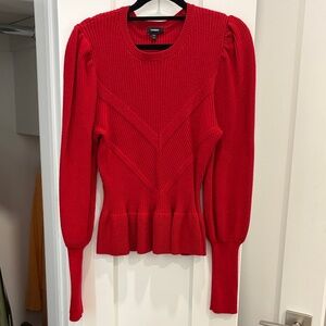 Express Vibrant Red Ribbed Sweater